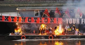 Punk protest: Sex Pistols manager’s son sets fire to collection