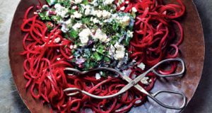 Beet Pasta with Beet Greens and Goat Cheese