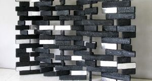 NightScape – Room Divider Made of Charred Wood and Silver Leaf